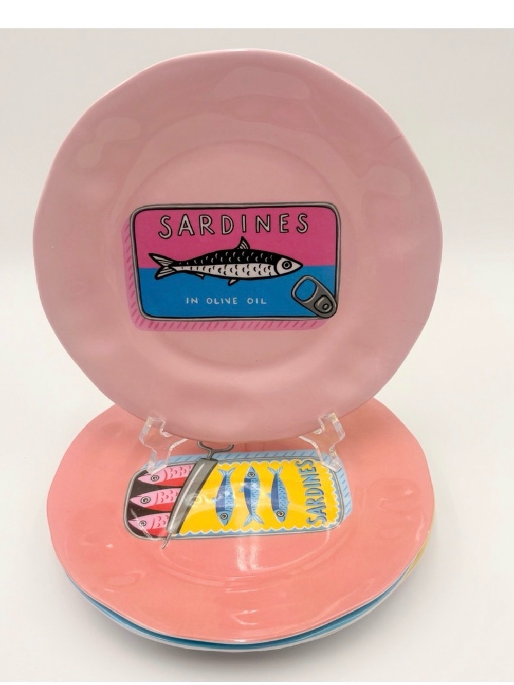 Set of 4 prima design sardine-Themed Decorative Plates